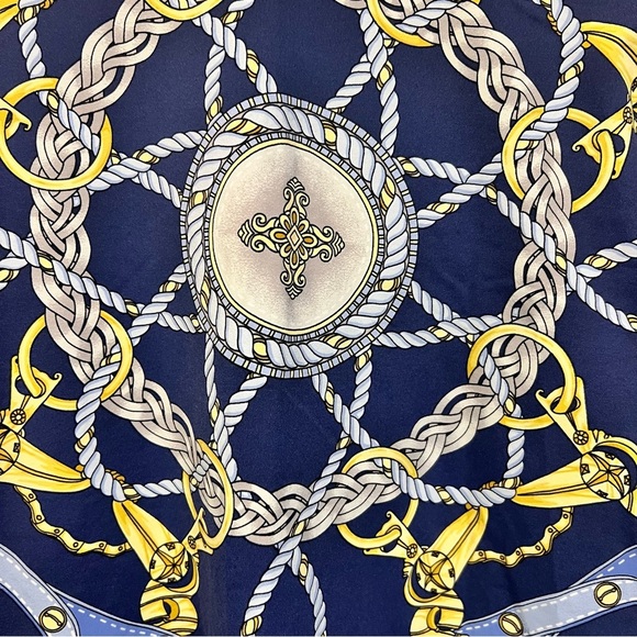 J. McLaughlin Blue and Gold Nautical Print Catalina cloth top size small - Picture 5 of 9